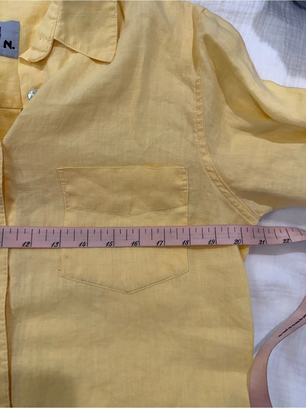 David N. Lightweight Button-Up Linen Shirt butter Yellow vintage - Picture 6 of 7